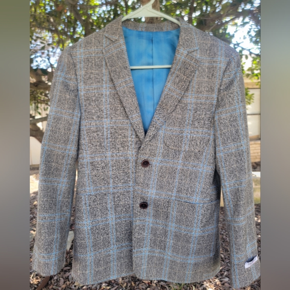 Izsaac Mizrachi Blazer Grey And Blue Size Small Like New - Picture 2 of 7